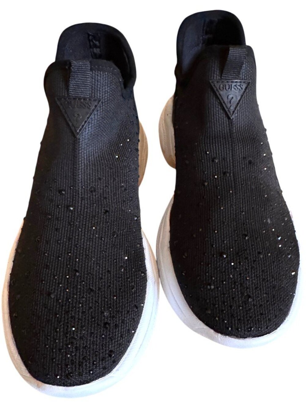 Guess Bellini Black Sneakers Rhinestone-embellished Mesh Upper Sz 8 #10